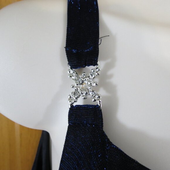 Betsy & Adam by Jaslene Metallic Navy Blue Lined Maxi Sleeveless Size 14W - Picture 5 of 9